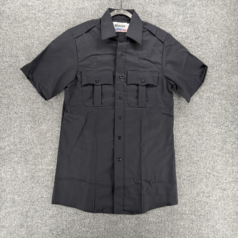 Blauer Shirt Mens S Blue Button Up Short Sleeve Workwear Uniform Career 8713